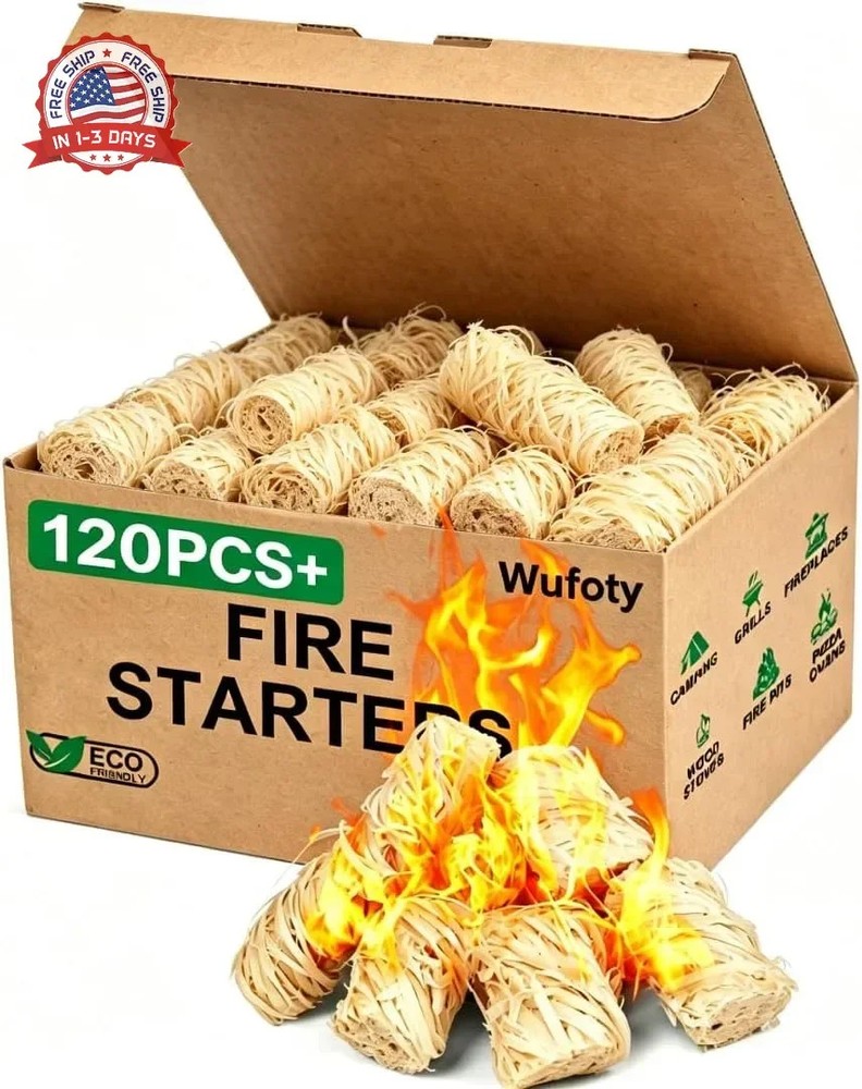 120PCS Fire Starter – Fire Starters for Campfires, BBQ, Fire Pit, Chimney, Smoke