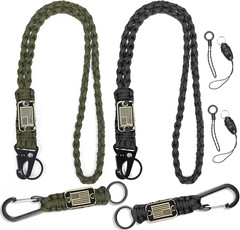 2/4PCS Heavy Duty Paracord Lanyard Keychain with USA Flag, Braided Key Lanyard f