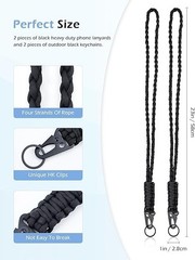 2 Set Heavy Duty Paracord Lanyard and Braided Keychain for ID Card Badge Holder,