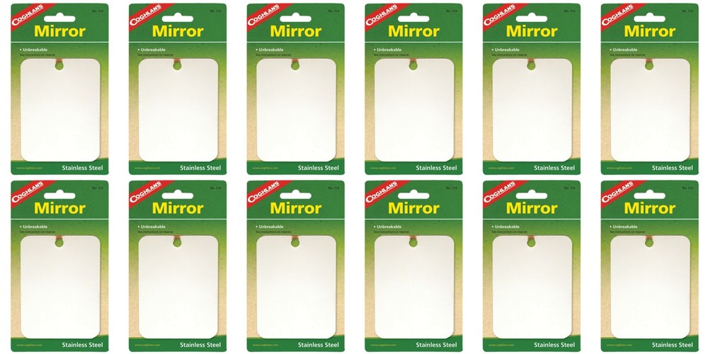 Coghlan’s Stainless Steel Mirror Unbreakable Compact Survival Camping (12-Pack)