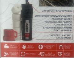 ZIPPO 40571 Emergency Fire Kit, Waterproof Storage Canister – Survival, Camping