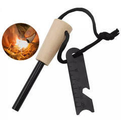 Ferrocerium Rod 5″ Fire Starter w/ Handle and Steel Scraper Flint Striker