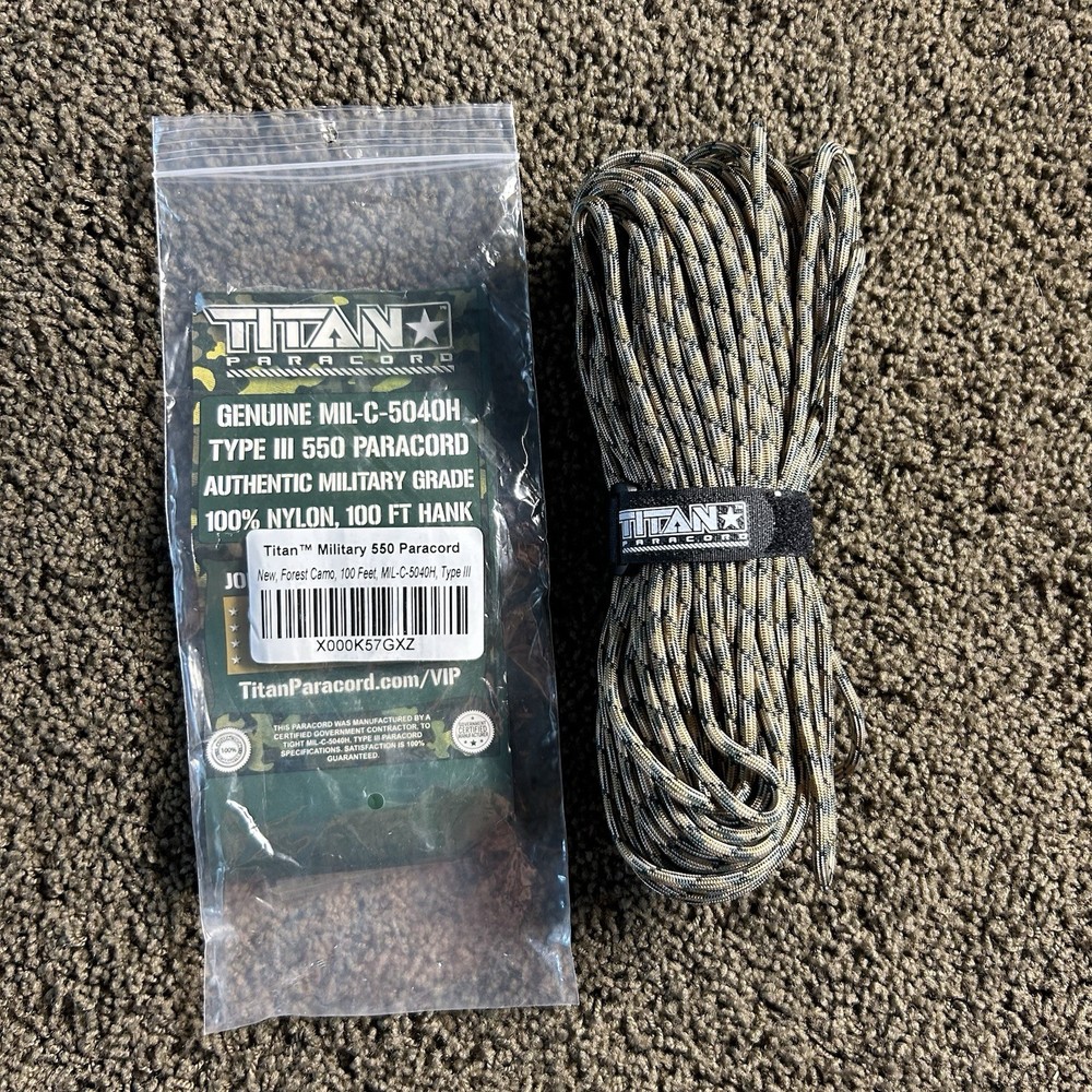 TITAN 550 PARACORD Forest CAMO 100 FEET MIL-C-5040H Type III Cord