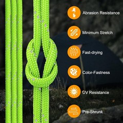 200FT 4mm Reflective Paracord 850LB Neon Green 11 Strand Camping Utility Cord…