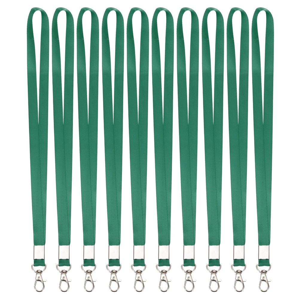 10Pcs 16.9″ Polyester Flat Lanyard with Lobster Clasp for Keys, Dark Green