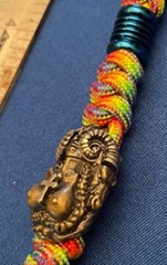 Paracord keychain. bagpurse, backpack, jacket zipper pull. Priestess w/Ram horns