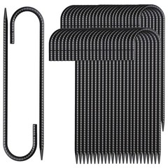 MSWY 12 Inch Rebar Stakes 50 Pack J Hook Ground J-12″x5/16″-50pcs, Black