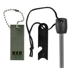 3PC Survival Tool Kit | Fire Starter Magnesium Flint Striker, Ferro Rod, Whistle
