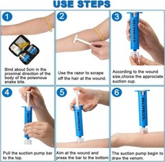 Snake Bite Kit, Bee Sting Kit, Emergency First Aid Supplies, Venom Extractor Suc