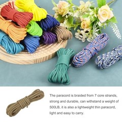 550 Paracord Rope 4mm Thin Paracord Nylon Cord 7-Strand Core 10ft Light Brown