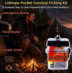 LoDinpo Mini Survival Fishing Kit, Pocket Emergency Gear pocket, white