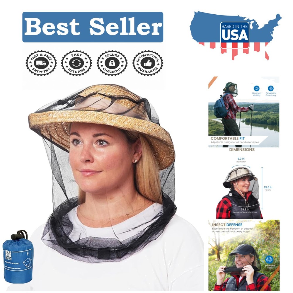 Compact Mosquito Head Net – Non-Chemical Insect Shield for Camping & Fishing