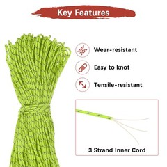 1PCS 2 mm 197FT Reflective Guyline Camping Paracord 3 Strands, Fluorescent Green