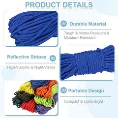 Reflective Fluorescent Paracord Rope 4mm 98 ft for Camping (Sapphire Blue)
