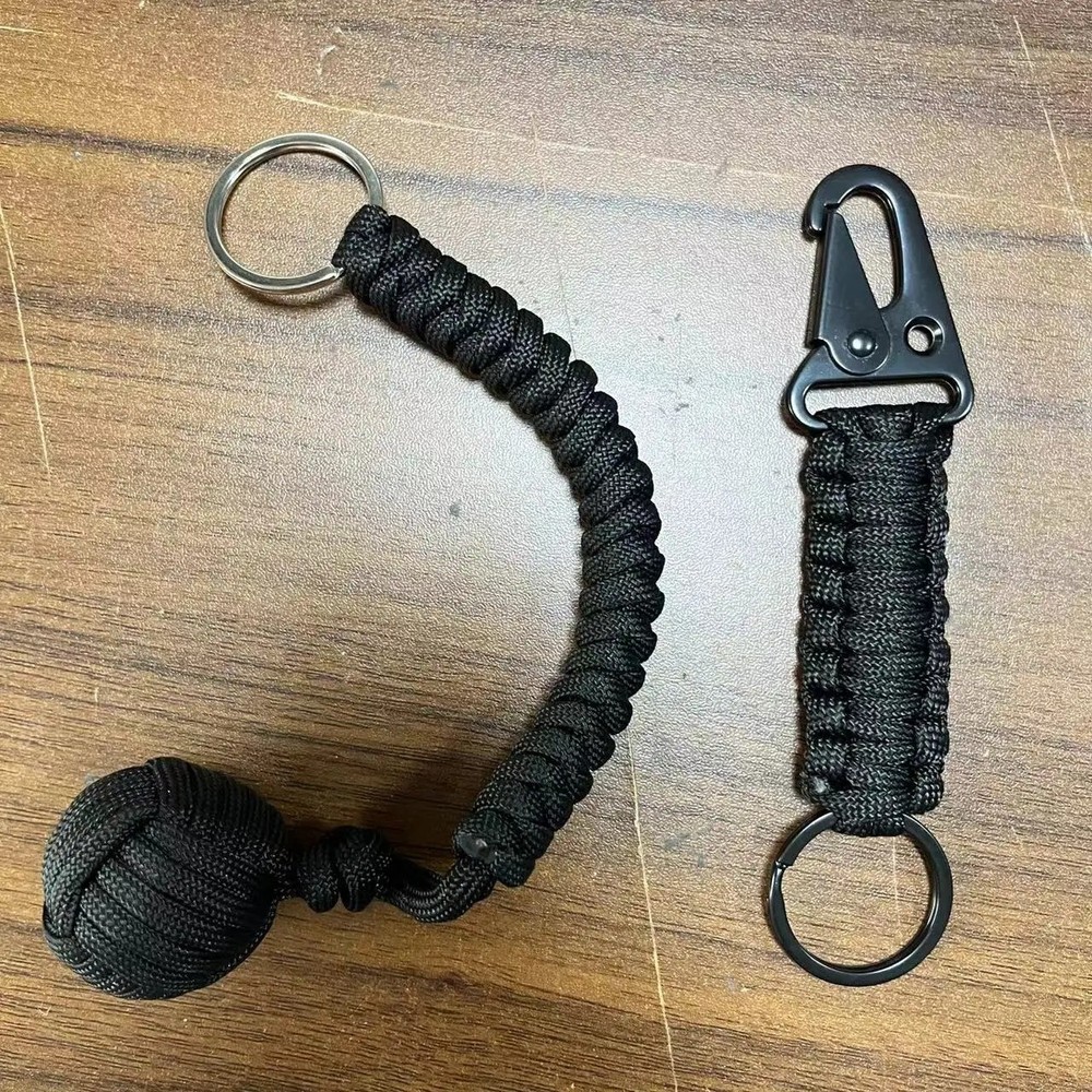 Paracord Monkey Fist Keychain with Steel Ball Outdoor Survival Rope Keychain