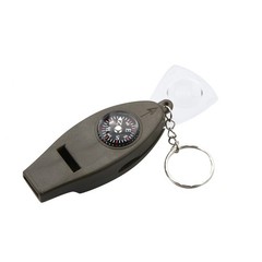 4in1 Outdoor Survival Keychain Compass Thermometer Magnifier Emergency Whistle
