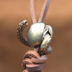 Retro Brass Desire Snake Female Genitalia Apple Figure EDC Outdoor Paracord Bead