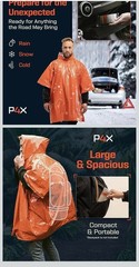 P4X Emergency Poncho Blanket 4 Pack Mylar Reusable Waterproof Windproof Orange