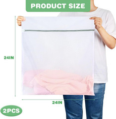 2Pk 24×24″ Honeycomb Mesh Laundry Bags XXL | XX-Large bags with colorful zipper