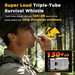 Three-Tube Emergency Loud Whistle,130db+ Lifeguard Stainless (Silver 1 Pack)