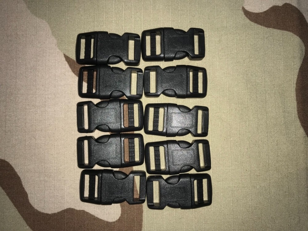 BLACK PARACORD BUCKLE 5/8 INCH FASTENER BRACELET DOG COLLAR CURVED 10 PCS