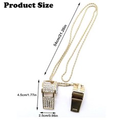 Whistle, Bling Whistle, Metal Crystal Rhinestone Whistle with Keychain,Gold