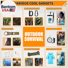 Survival Kit, Gifts for Men Women Teen Boys, 252 Pcs Survival Gear and Equipment