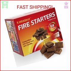 Fire Starter Squares 64 – Fire Starters for Fireplace,Chimney,BBQ Grill,Camping