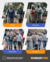 Disposable Adult Rain Ponchos 5 Pack Waterproof Emergency Rain Gear