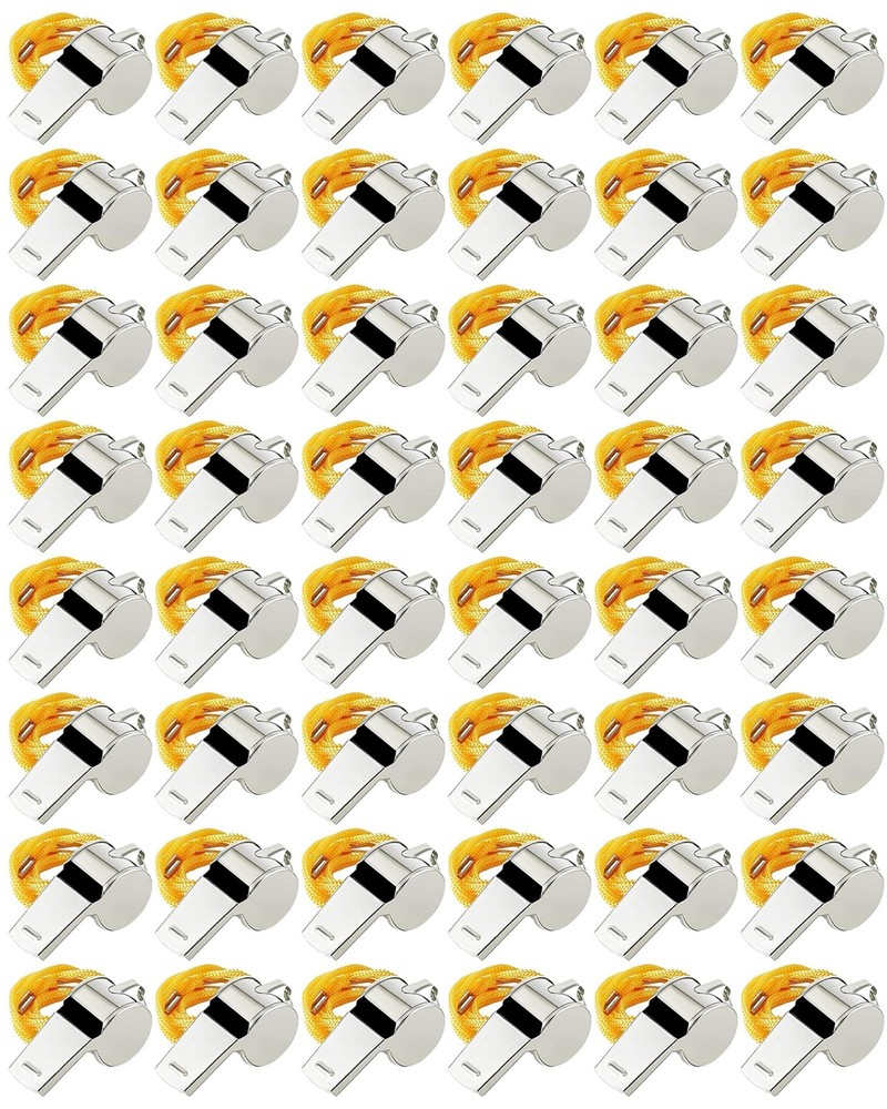 48 PCS Sports Whistles with Lanyard – Loud Emergency Referee Training Tools