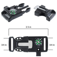 Whistle Buckle with Flint Scraper Compass for Outdoor Camping Hiking Paracord…