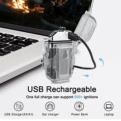 Waterproof 3 Modes of Flashlight Windproof Lighter Dual Arc Electric Black