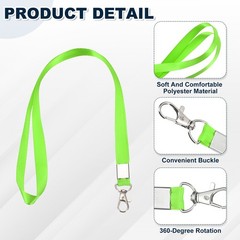 25Pcs 18.1″ Polyester Flat Lanyard with Lobster Clasp, Fluorescent Green