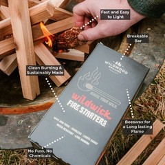 Wildwick Firestarters – Easy to Light, Odorless, Weatherproof & Long Burning