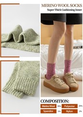 Candsliky Wool Winter Socks for Men, Thick Boot Crew Socks, 5 One Size, Mix 2