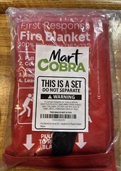 2x Mart Cobra Fire Blanket for Home, Kitchen, Camping Safety Fiberglass 15”x 23”