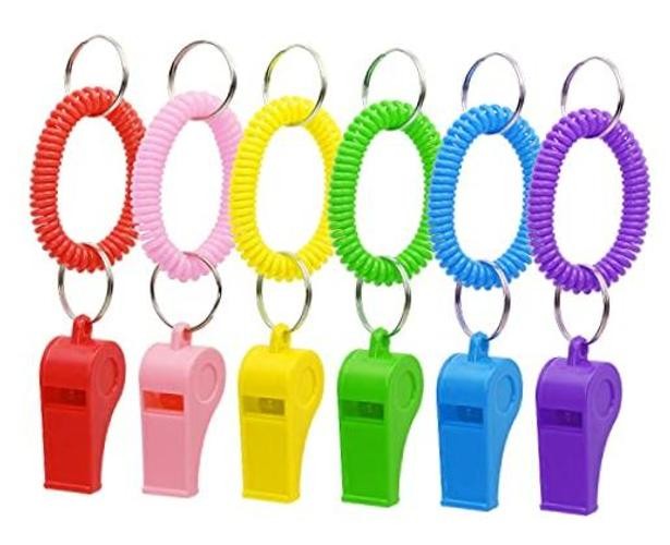 PENTA ANGEL Sport Whistle with Bracelet 6pcs Loud Clear Plastic Whistles with