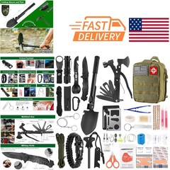 Emergency Survival Kit 142 Pieces Lightweight Molle Pouch for Camping and Hiking