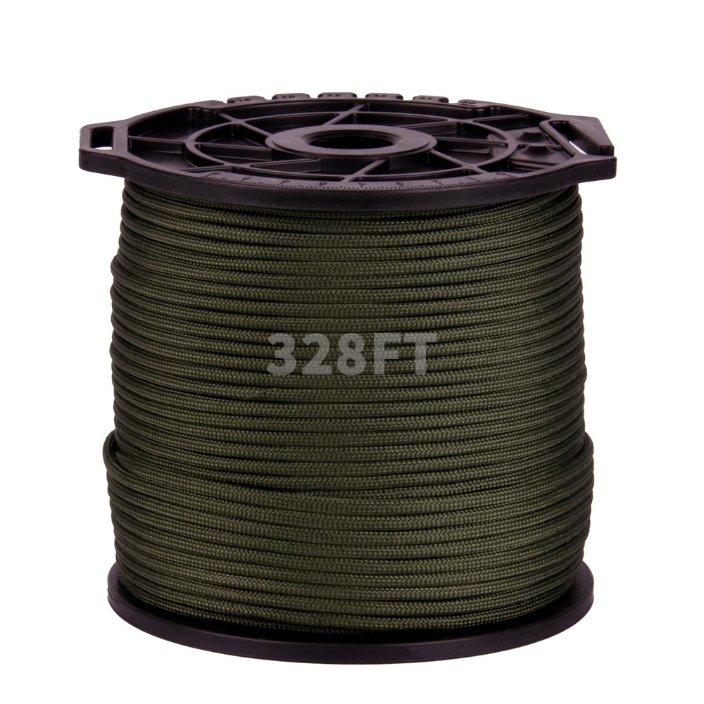 328FT Paracord Rope 550LB, 4mm 9-Strand Parachute Cord, Green