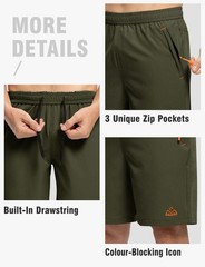 TBMPOY Men’s 7″ Hiking Running Shorts with Pockets Medium, A4-armygreen