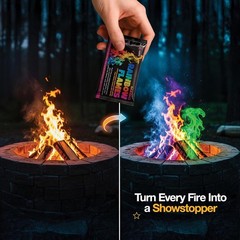 Family-Friendly Campfire Kit: 6 Color-Changing Flames, Games & Glow Sticks