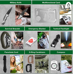 Emergency Survival Kit First Aid Kit, 121Pc Tactical Gear Camping Gear Emergency
