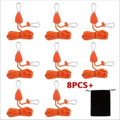 8pcs Tent Wind Rope Set with Metal Pulleys and Adjustable Hooks