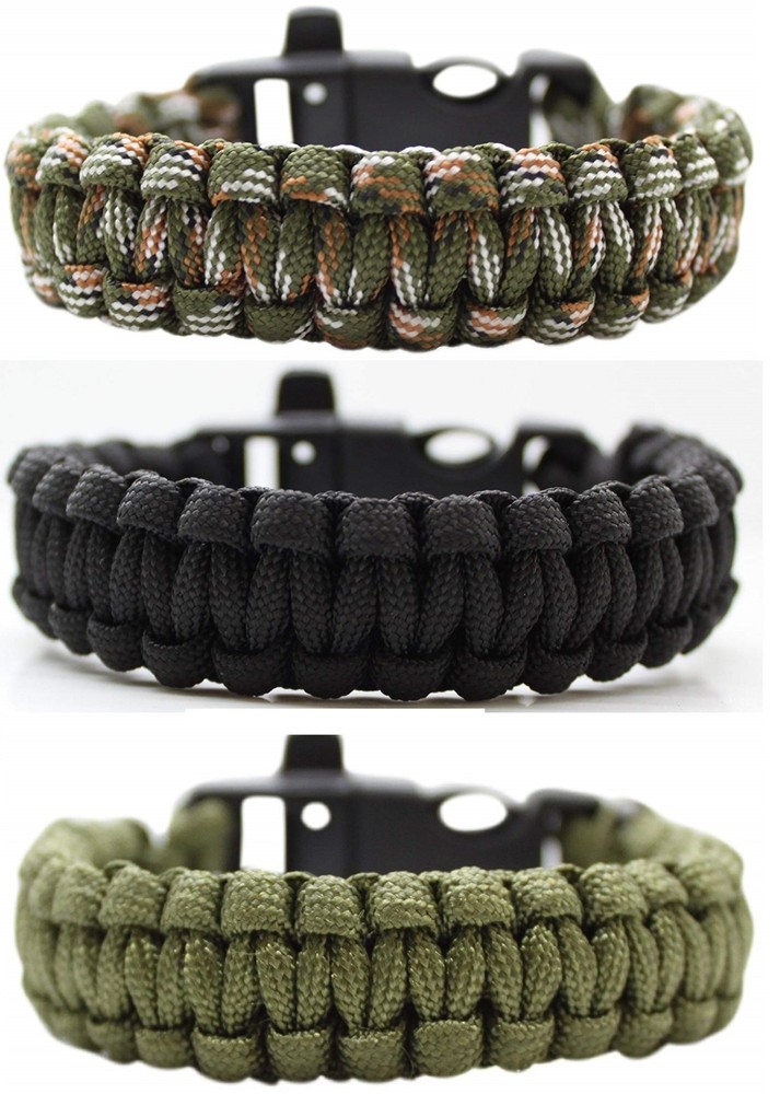 2pcs / Two Pack 550lbs Paracord Survival Emergency Bracelets & Whistle
