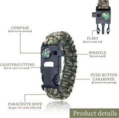 Survival Bracelets 4-Pack |SURVIVAL KIT 5-in-1 Paracord Bracelet Set with Fire S