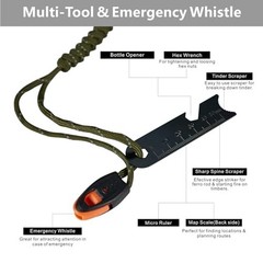 Fire Starter Survival Tool, 5/6″ Ferro Rod with Paracord Lanyard, Multi-Tool 1