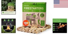 Weather-Resistant Natural Fire Starters (130 pcs) for Easy Campfires & Grills