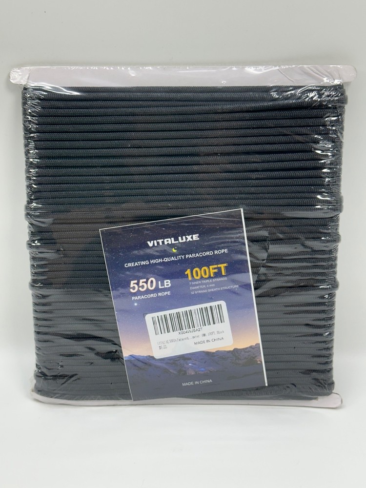 VITALUXE Paracord 550, 4mm, 7 Triple Strands Utility Rope, Parachute Cord 100ft