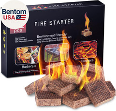 Fire Starter, 64 Mini Square, Natural Fire Starters for BBQ, Campfire, Fireplace