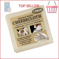 Regency Wraps 100% Cotton Ultra Fine Natural Cheese Cloth, 9 sq.ft 36″ X36″ 1pc,